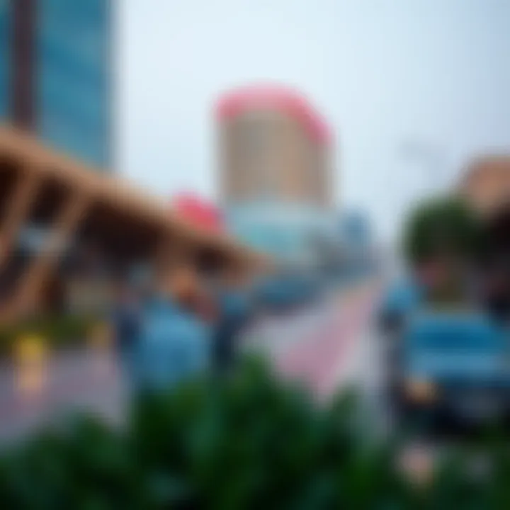 Meydan's vibrant commercial area bustling with activity