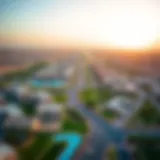 Aerial Perspective of Mirdif's Residential Landscape Aerial view of Mirdif showcasing residential developments and green spaces