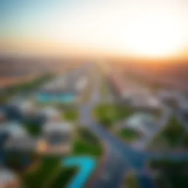 Aerial Perspective of Mirdif's Residential Landscape Aerial view of Mirdif showcasing residential developments and green spaces