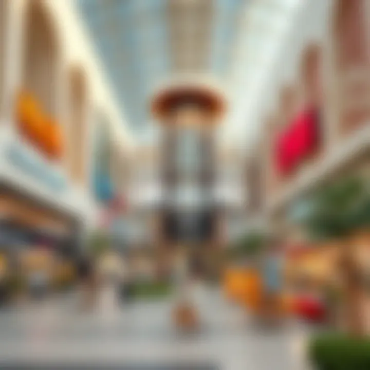 Mirdif's Shopping Hub: A Blend of Leisure and Retail Modern shopping center in Mirdif with families enjoying leisure time