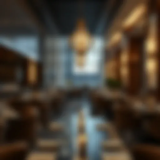 Elegant interior of a fine dining restaurant in Mirdif Hills