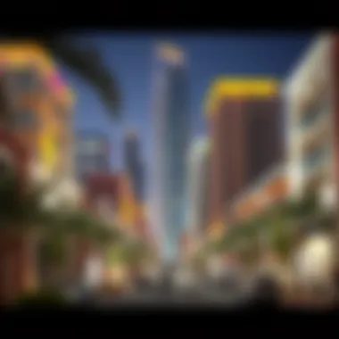 Vibrant neighborhood surrounding Moza Plaza