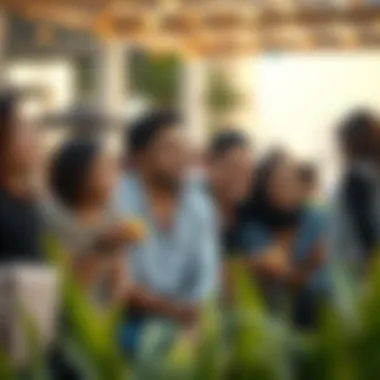 Diverse expatriate families enjoying a community event