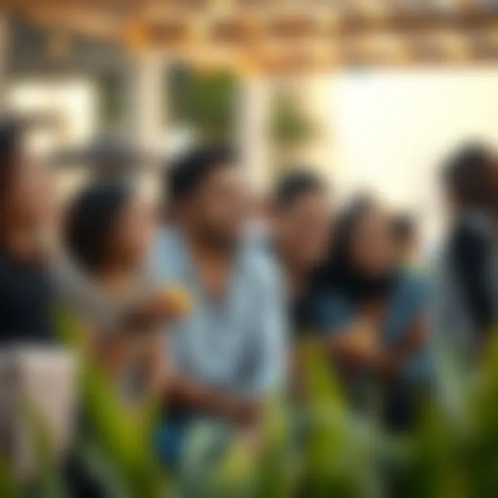 Diverse expatriate families enjoying a community event