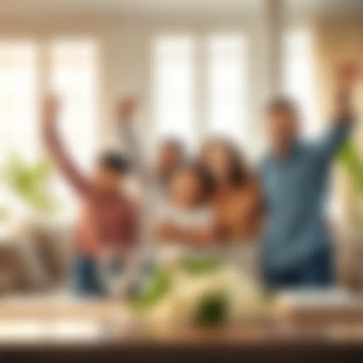 A family happily celebrating after receiving their visa approval