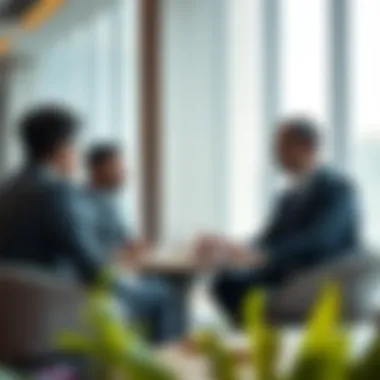 Strategic Discussion: Investment Advisory Investment advisor discussing strategies with clients