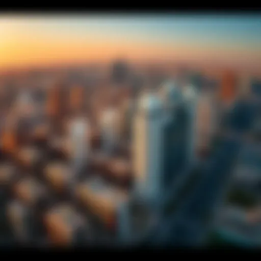 Aerial view of International City showcasing diverse architecture