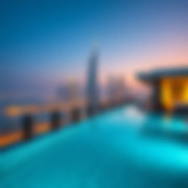 Infinity pool of Ocean House overlooking the Dubai skyline