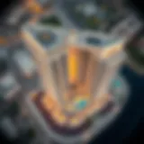 Aerial view of One Za'abeel showcasing its unique architectural design