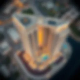 Aerial view of One Za'abeel showcasing its unique architectural design