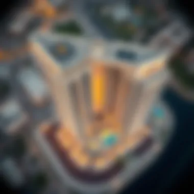 Aerial view of One Za'abeel showcasing its unique architectural design