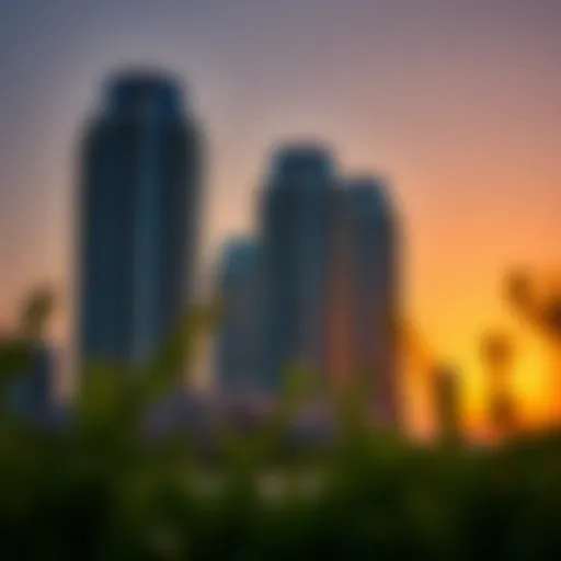 Majestic view of Orient Towers against a sunset backdrop