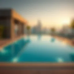 Luxurious private pool with stunning skyline view in Dubai