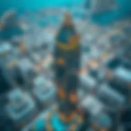 Aerial view of Reem Tower showcasing its architectural design