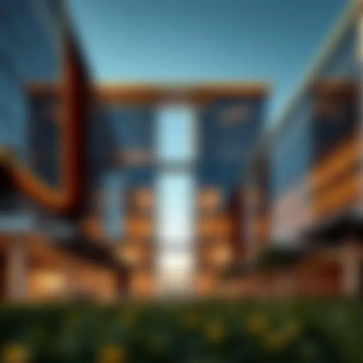 Modern architectural design of a commercial venue in Dubai