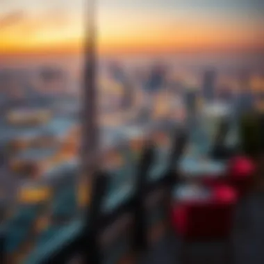 Panoramic View of Dubai's Skyline Stunning view of Dubai's skyline from a rooftop restaurant