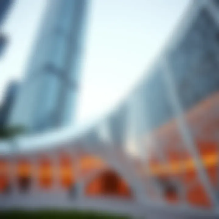 A close-up of the intricate façade of the Museum of the Future