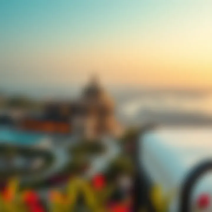 Panoramic view of the Bvlgari Villa surroundings with a focus on the vibrant Dubai landscape