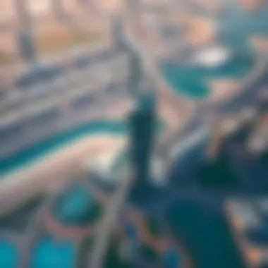 Aerial View of Carson Tower Aerial view of the Carson Tower and surrounding developments in Dubai
