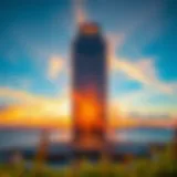 Stunning view of Carson Tower at sunset showcasing its architectural design