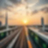 A panoramic view of Dubai Metro's Green Line station amidst the skyline