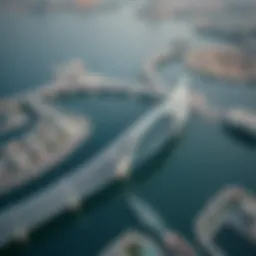 Aerial view of the One Zabeel Link Bridge showcasing its unique architectural design