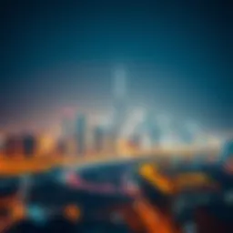 Overview of Dubai skyline with visa symbols