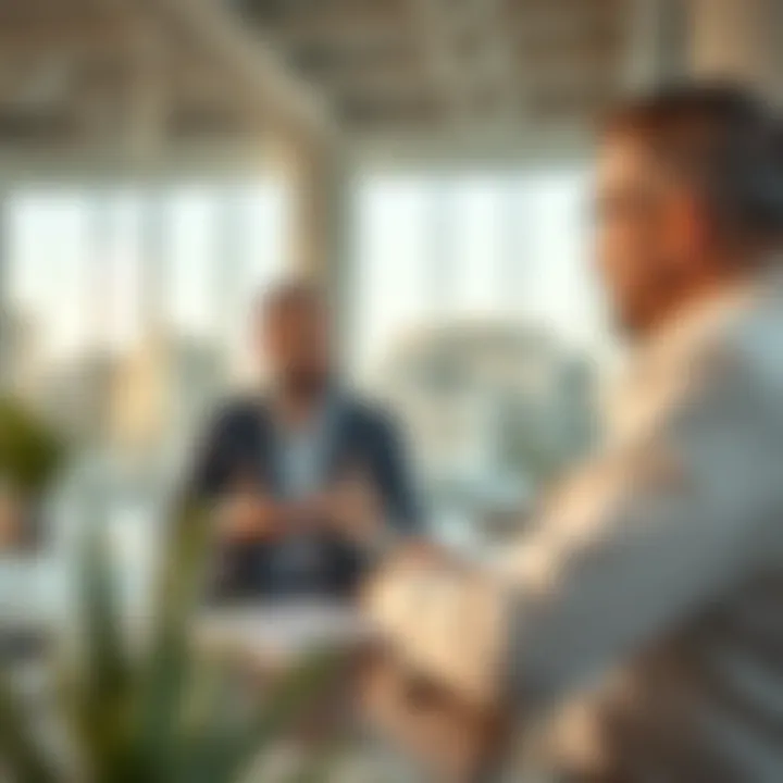 A real estate agent discussing property options with a client