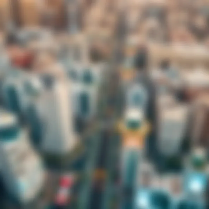 An aerial view showcasing the vibrant cityscape of Deira, Dubai