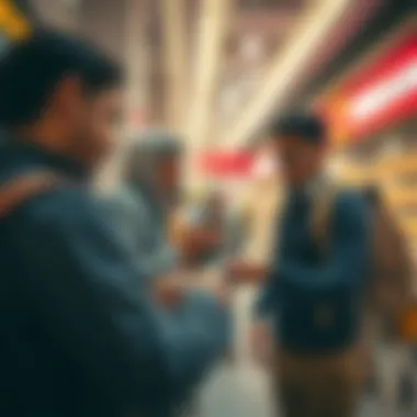Tourists exchanging currency in Dubai