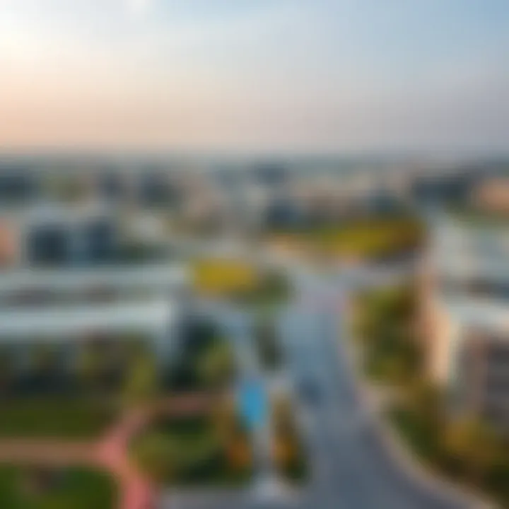 Aerial view of the Villanova community showcasing its modern architecture and green spaces