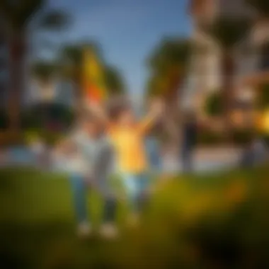 Families enjoying leisure activities in the vibrant Villanova neighborhood