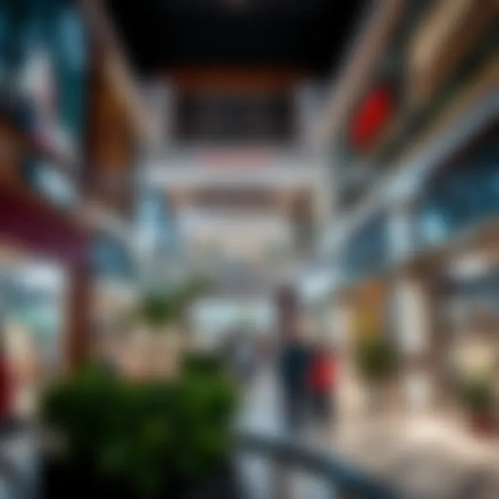 A bustling shopping area at Viva with diverse shops