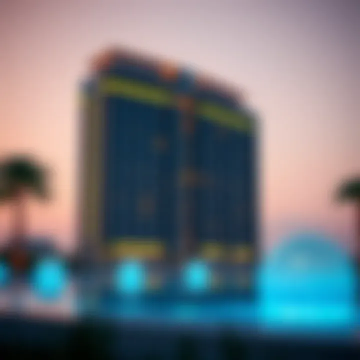 Zabeel 1 Illuminated at Dusk Zabeel 1 Building at sunset