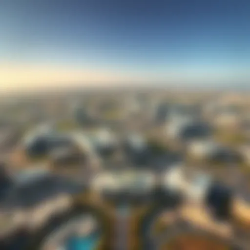 Aerial view of Zayed City showcasing its modern architecture and lush landscapes