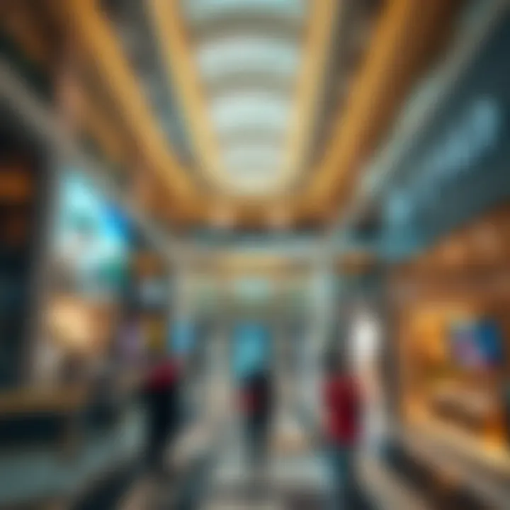Interior of Zayed Mall filled with luxury retail stores and shoppers